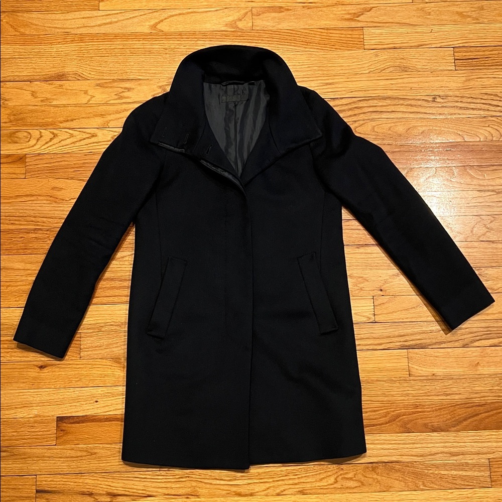 Uniqlo Navy Wool & Cashmere Mix Light-Weight button Down Coat - Picture 2 of 12